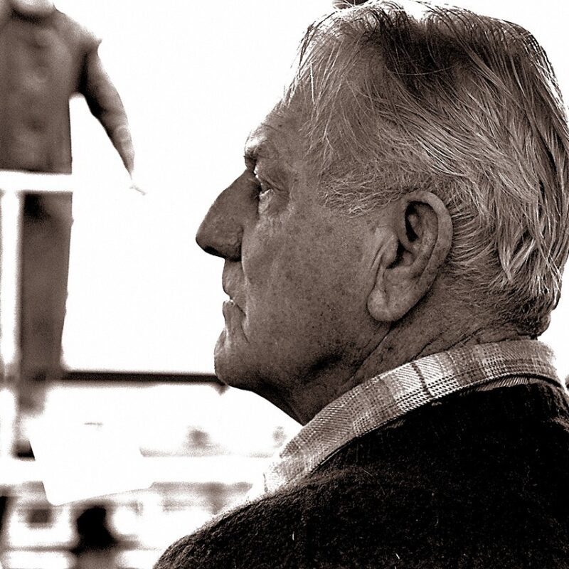 grandparent, older man, cattle sale